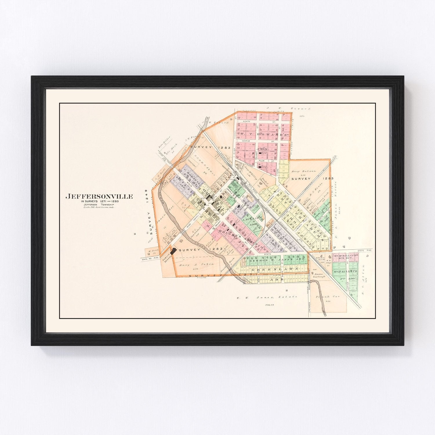 Vintage map of Jeffersonville, Ohio, 1913