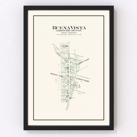 Vintage map of Buena Vista, Ohio, 1913