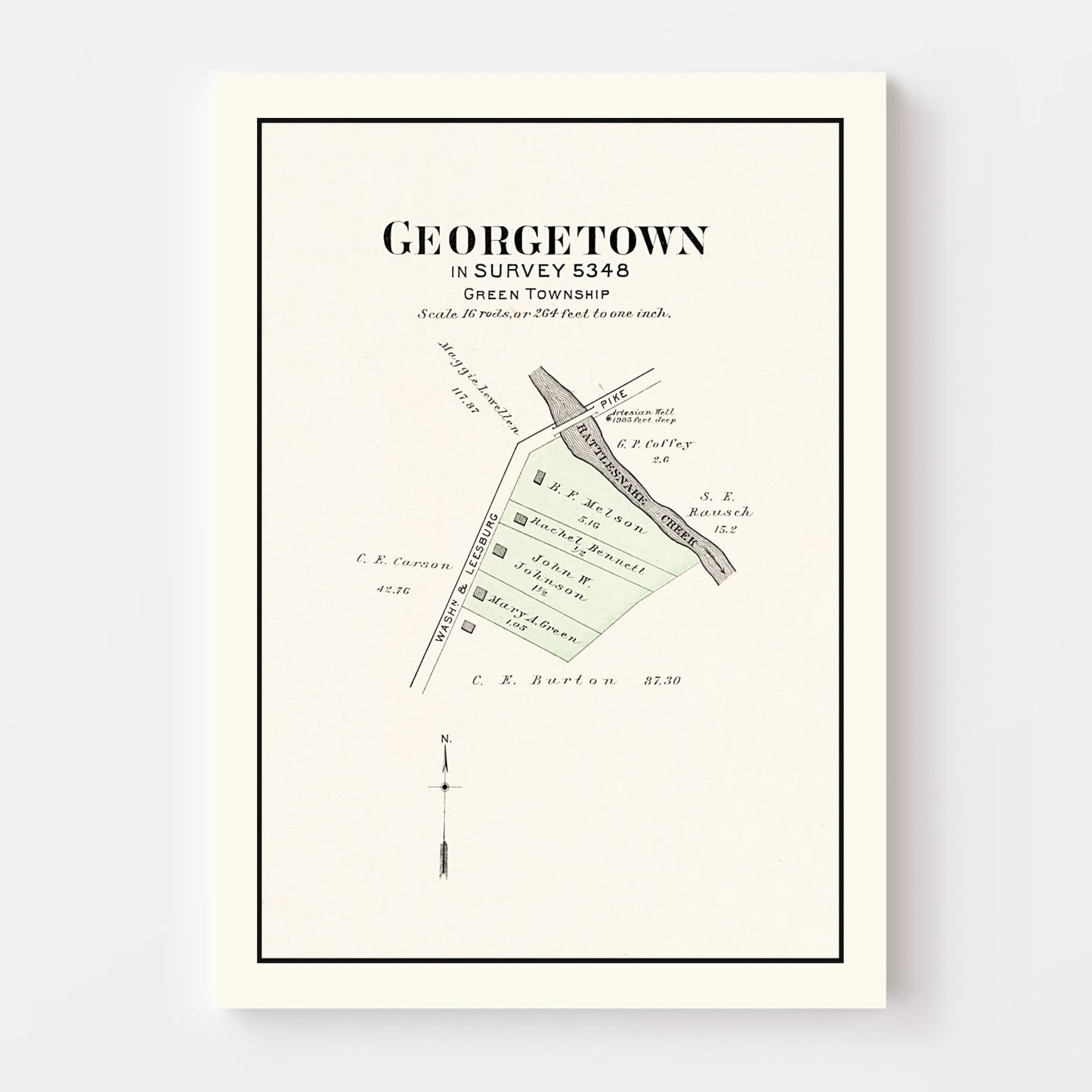 Vintage Map of Georgetown, Ohio, 1913