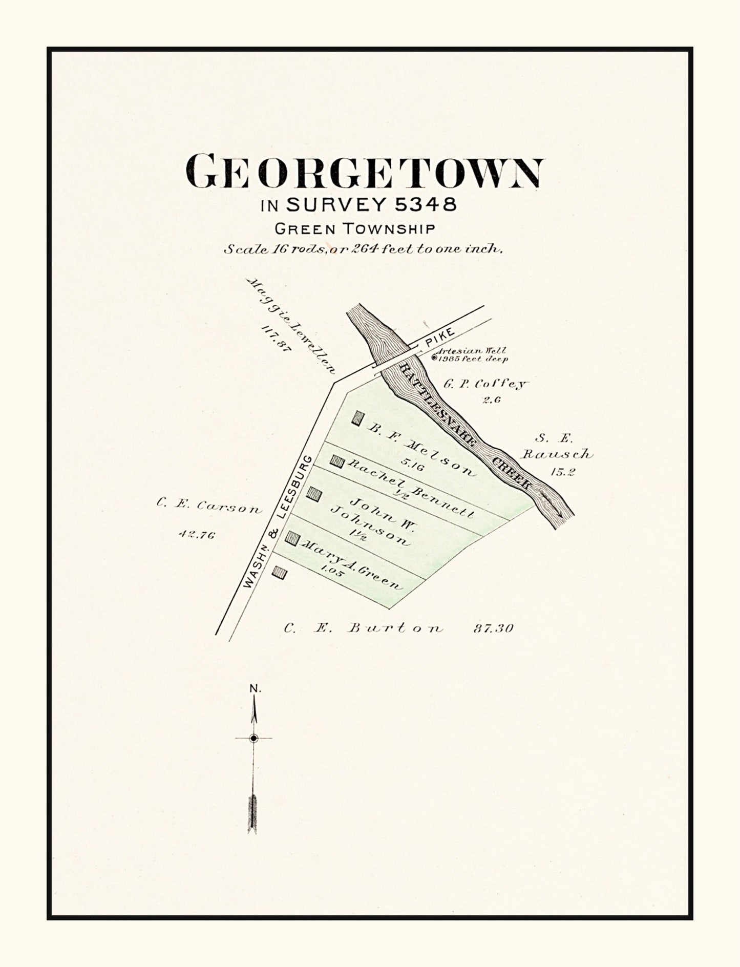 Vintage Map of Georgetown, Ohio, 1913