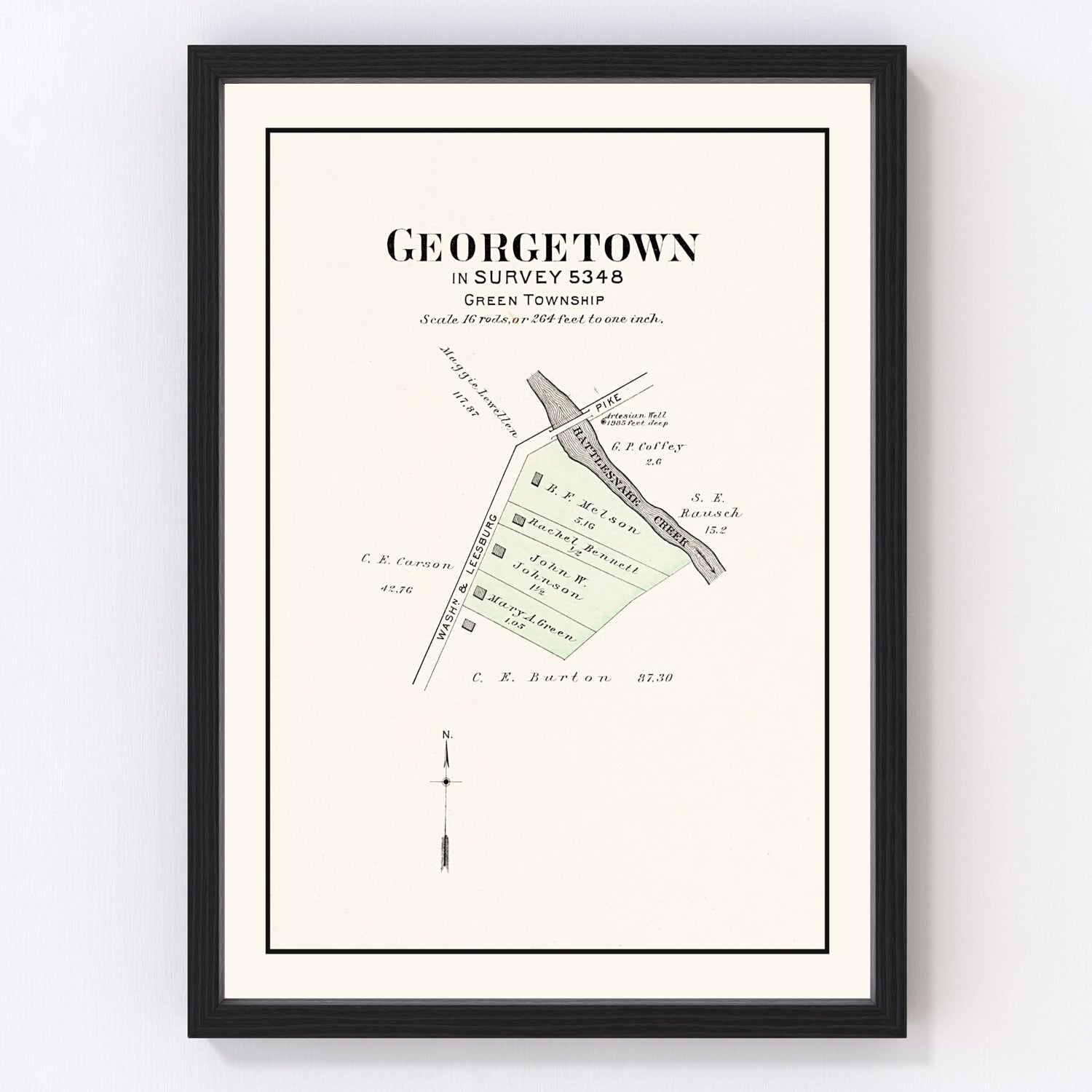 Vintage map of Georgetown, Ohio, 1913