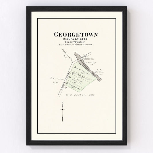 Vintage map of Georgetown, Ohio, 1913