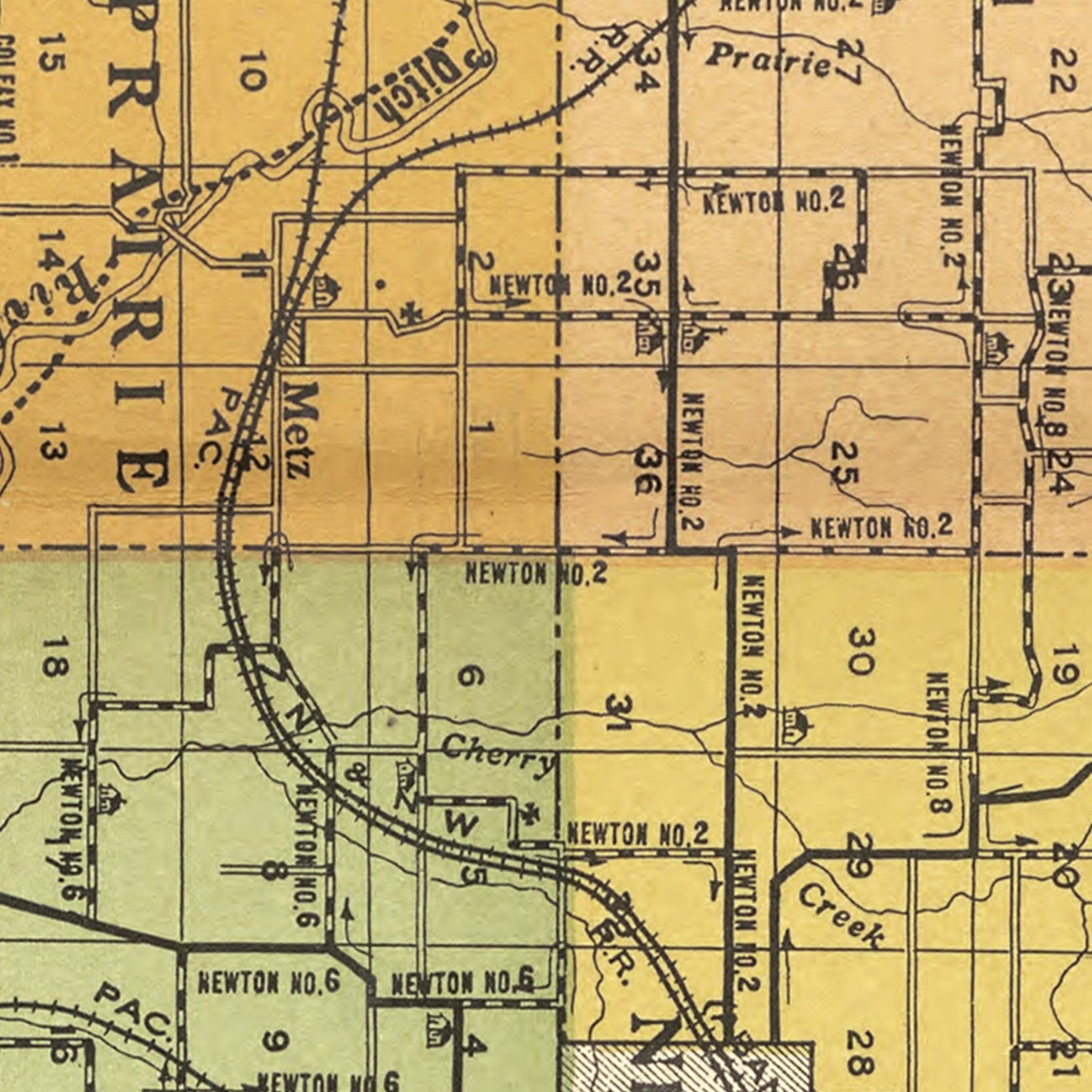 Vintage Map of Jasper County, Iowa, 1914