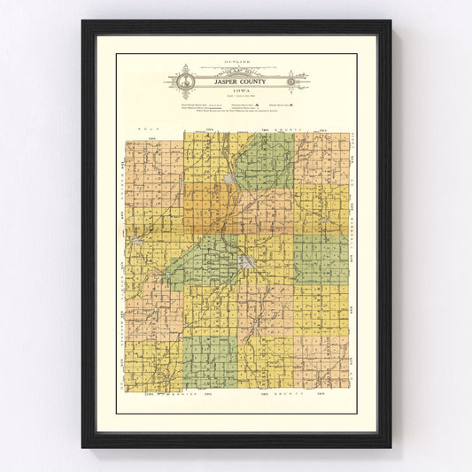 Vintage map of Jasper County, Iowa, 1914