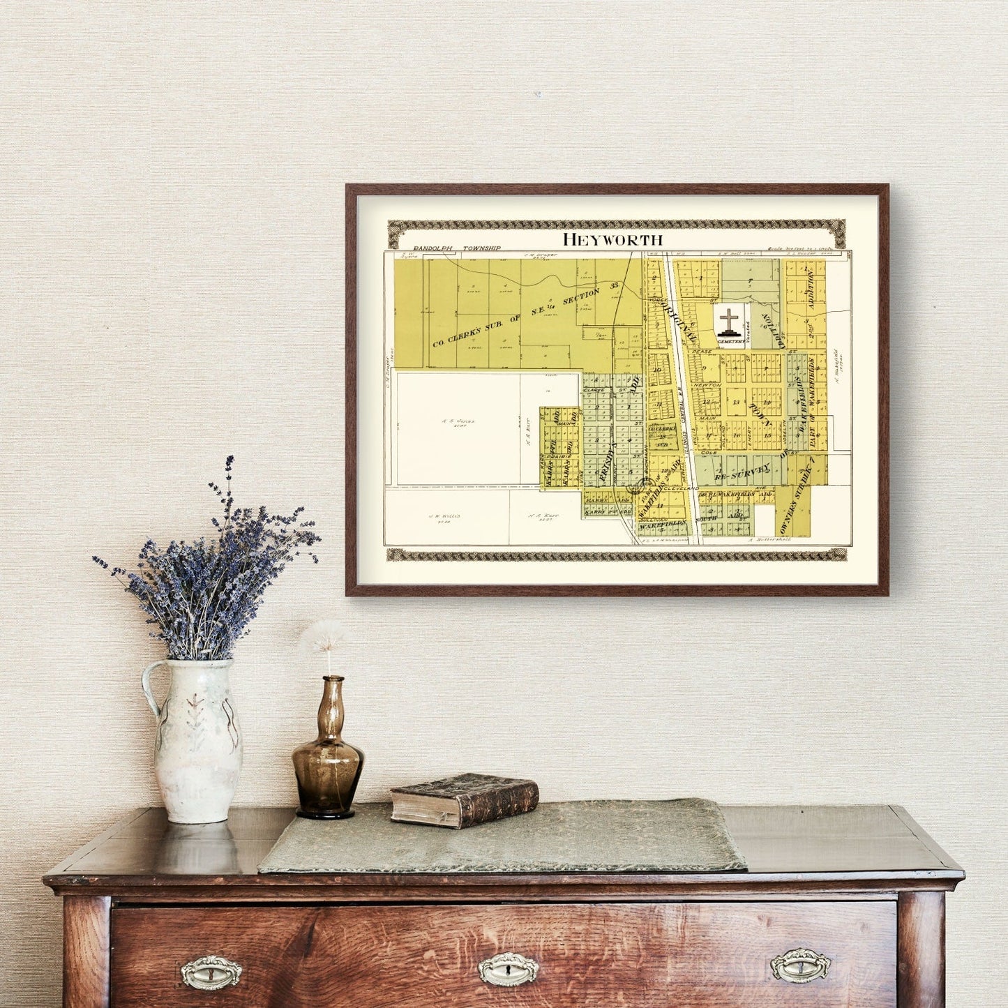 Vintage Map of Heyworth, McLean County, Illinois, 1914