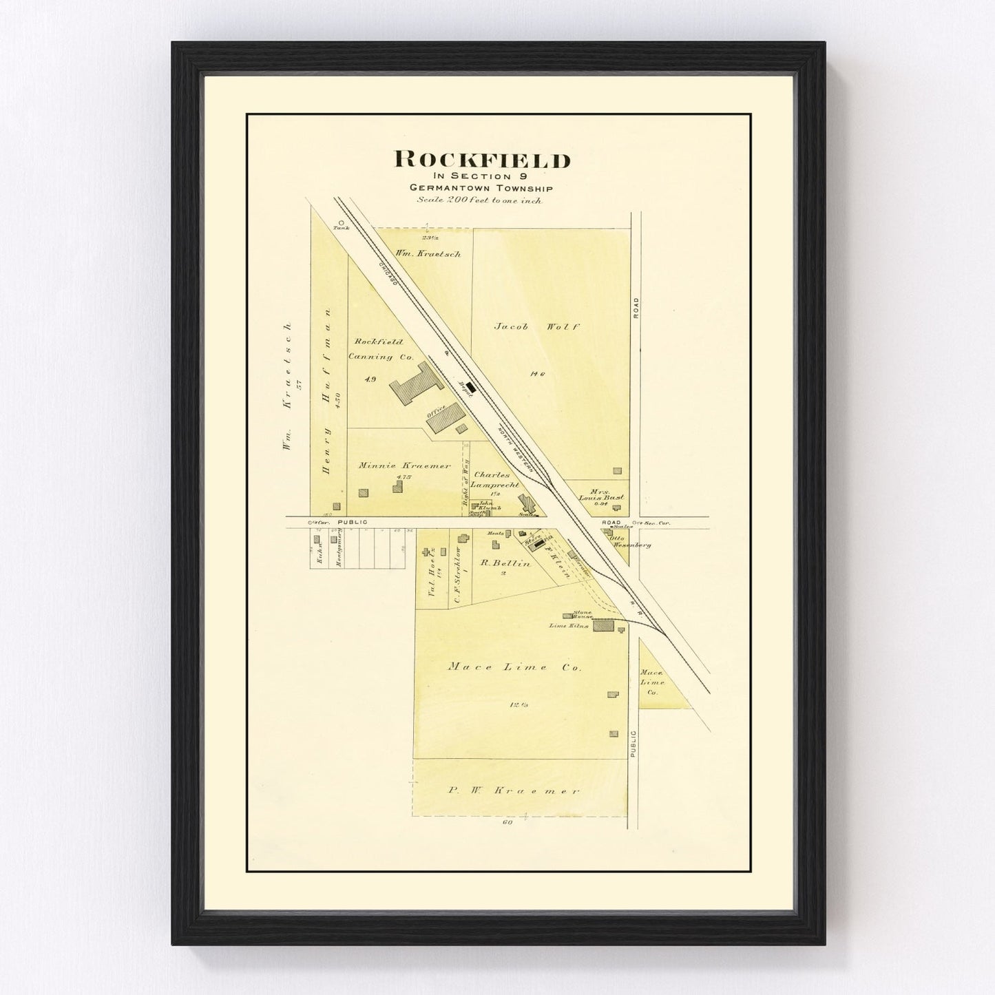 Vintage map of Rockfield, Wisconsin, 1915
