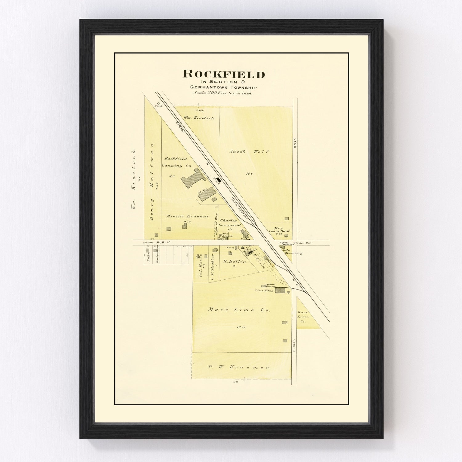 Vintage map of Rockfield, Wisconsin, 1915
