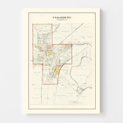 Vintage Map of Cedarburg, Wisconsin, 1915