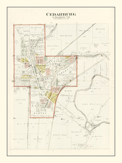 Vintage Map of Cedarburg, Wisconsin, 1915