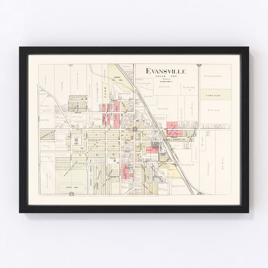Vintage map of Evansville, Wisconsin, 1917