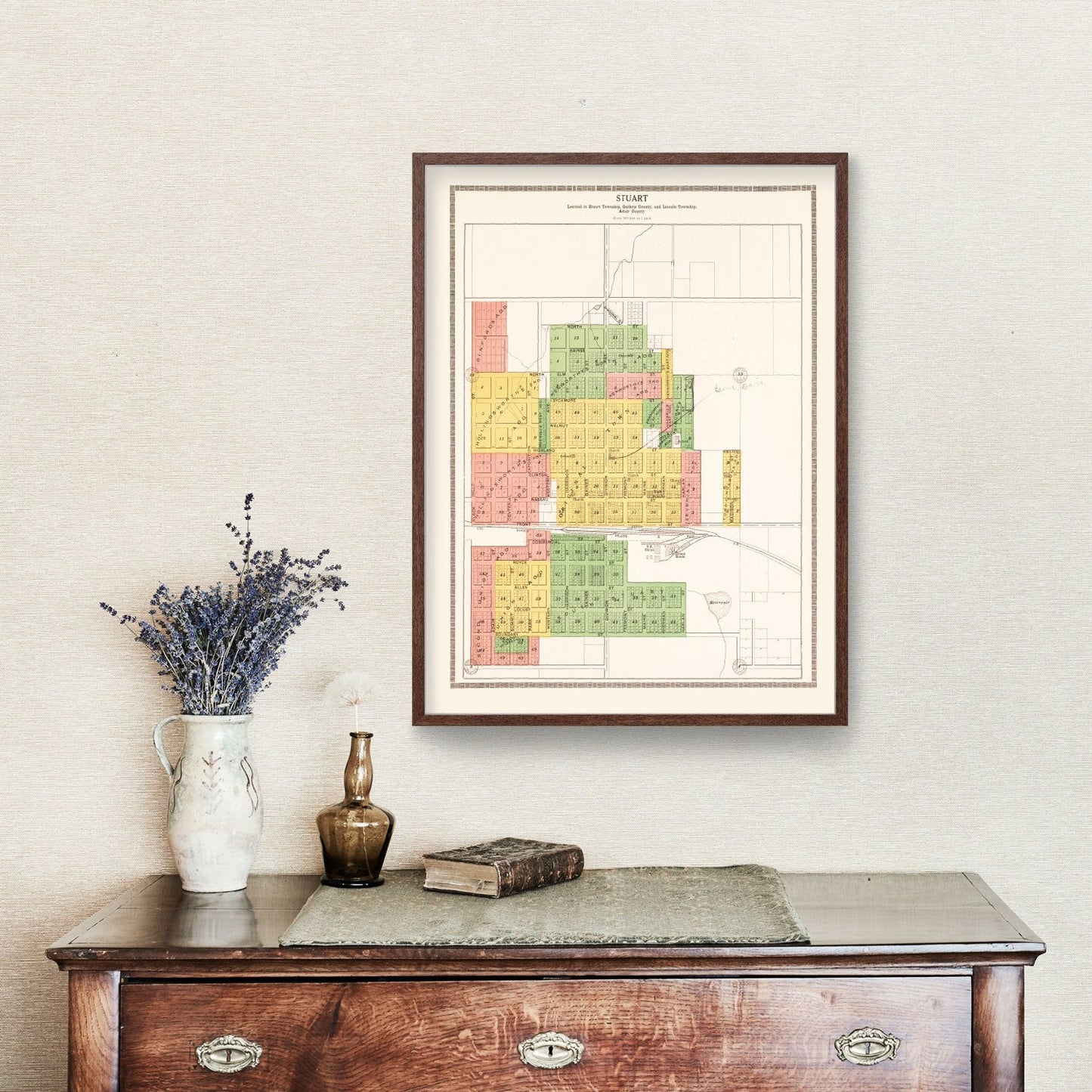 Vintage Map of Stuart, Iowa, 1917