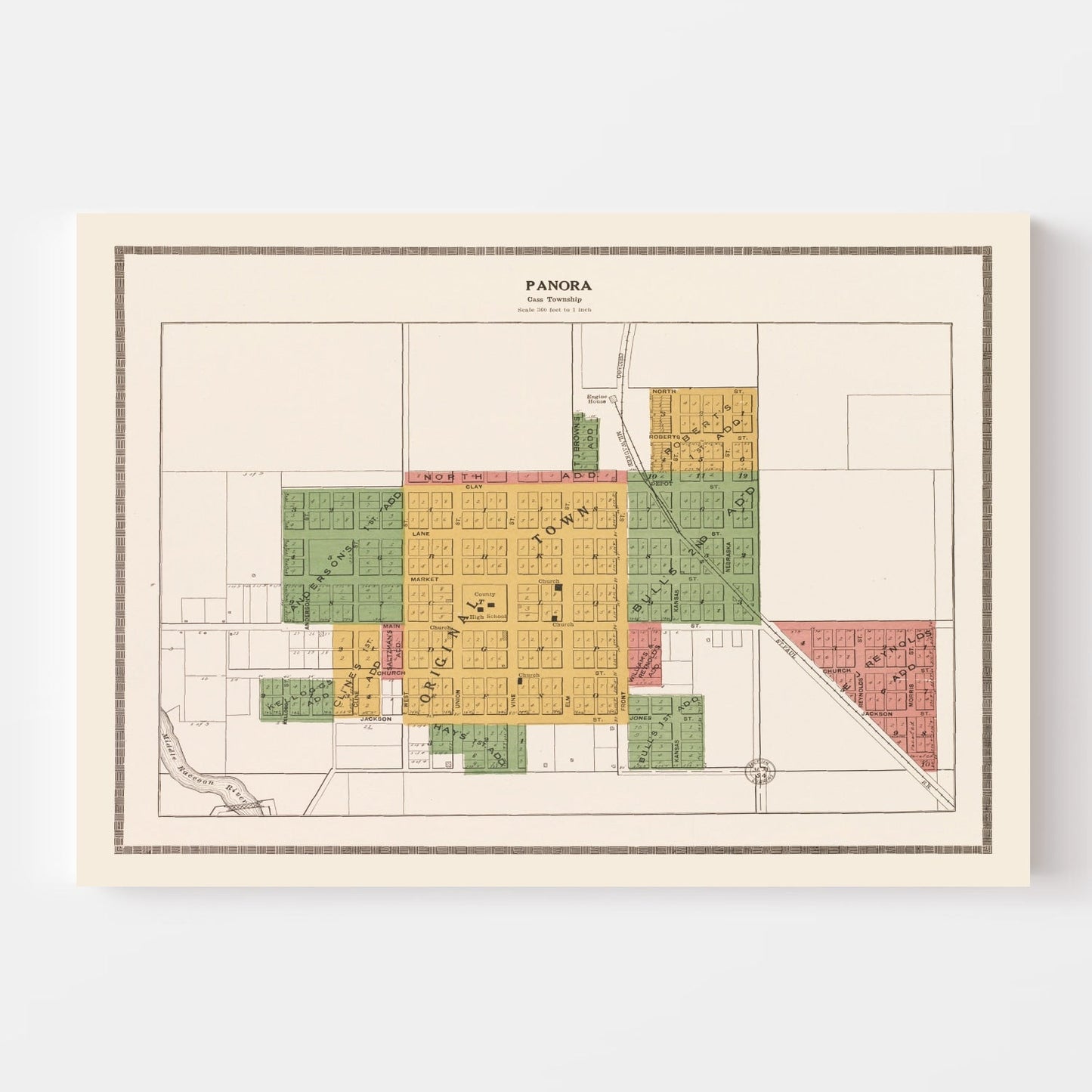 Vintage Map of Panora, Iowa, 1917