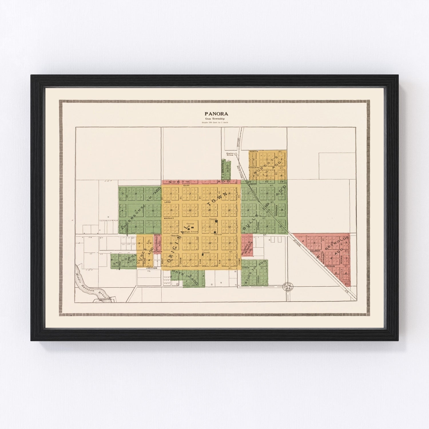 Vintage map of Panora, Iowa, 1917