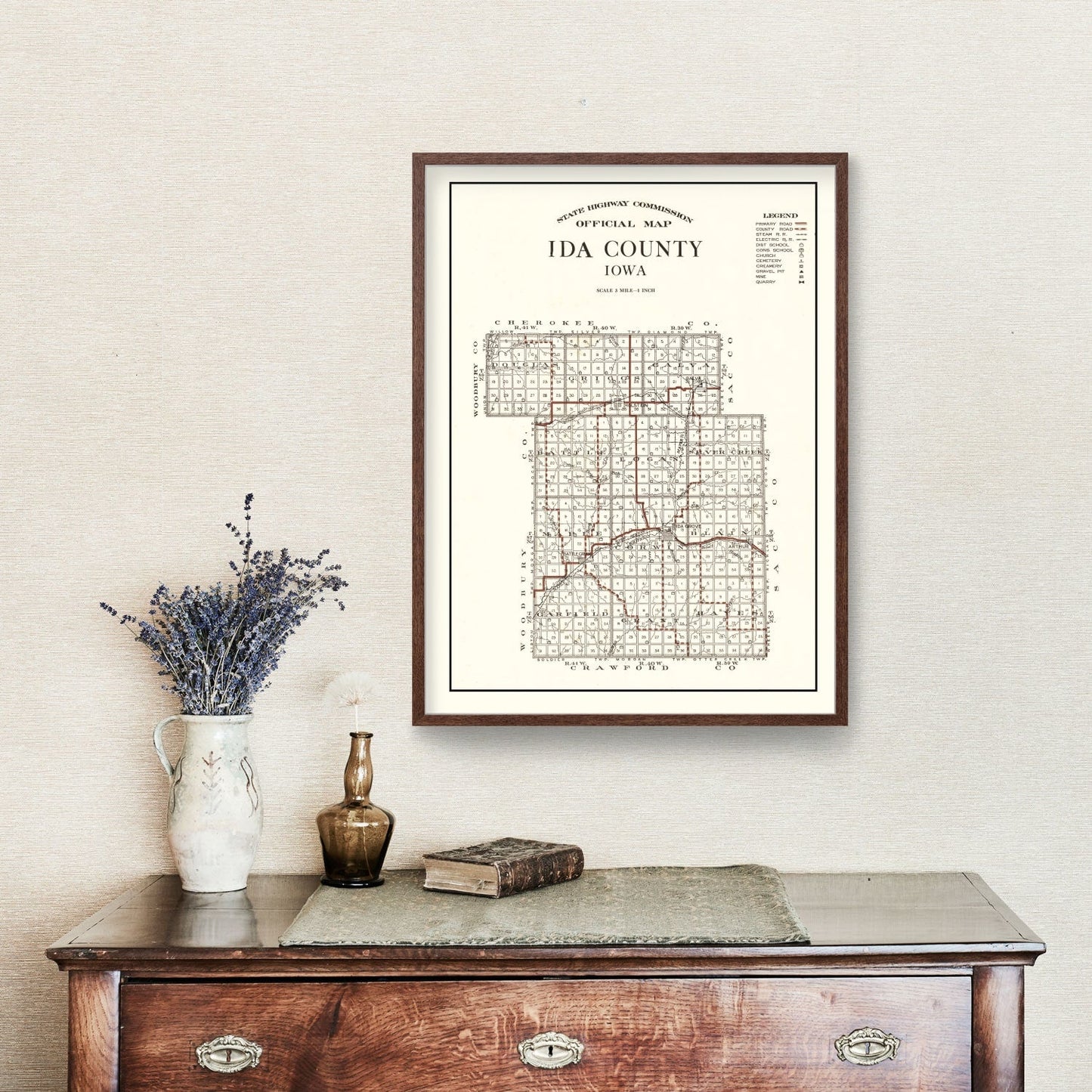 Vintage Map of Ida County, Iowa, 1920