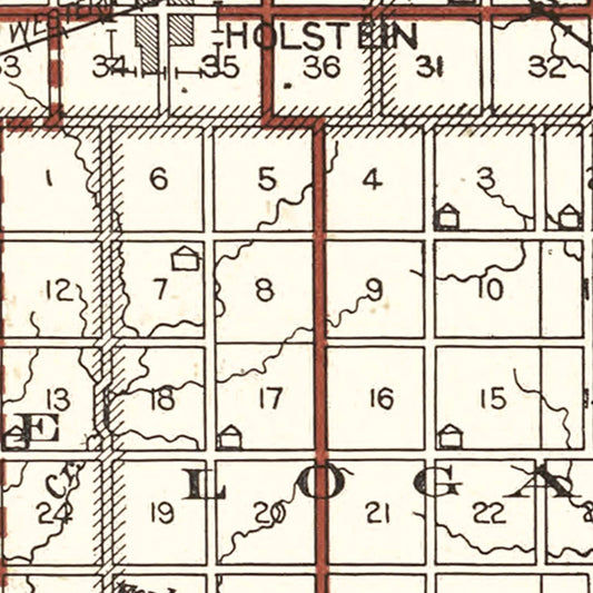 Vintage Map of Ida County, Iowa, 1920