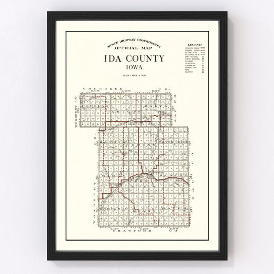 Vintage map of Ida County, Iowa, 1920