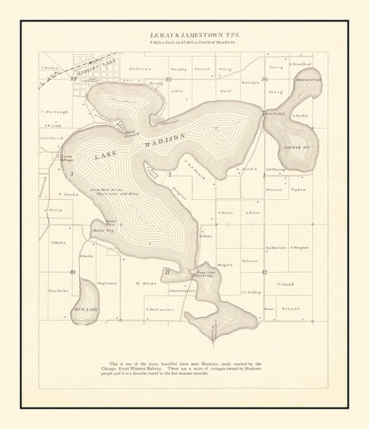 Vintage Lake Madison, Minnesota Map, 1921