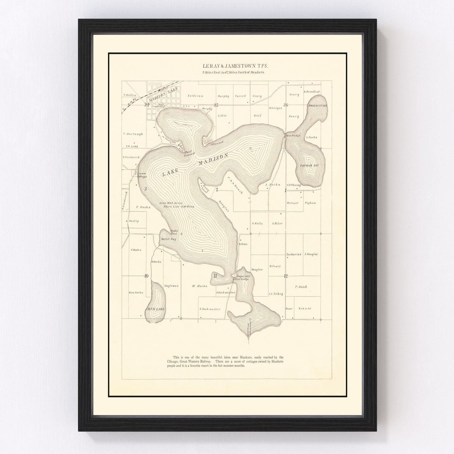 Vintage lake survey map of Lake Madison, Minnesota, 1921