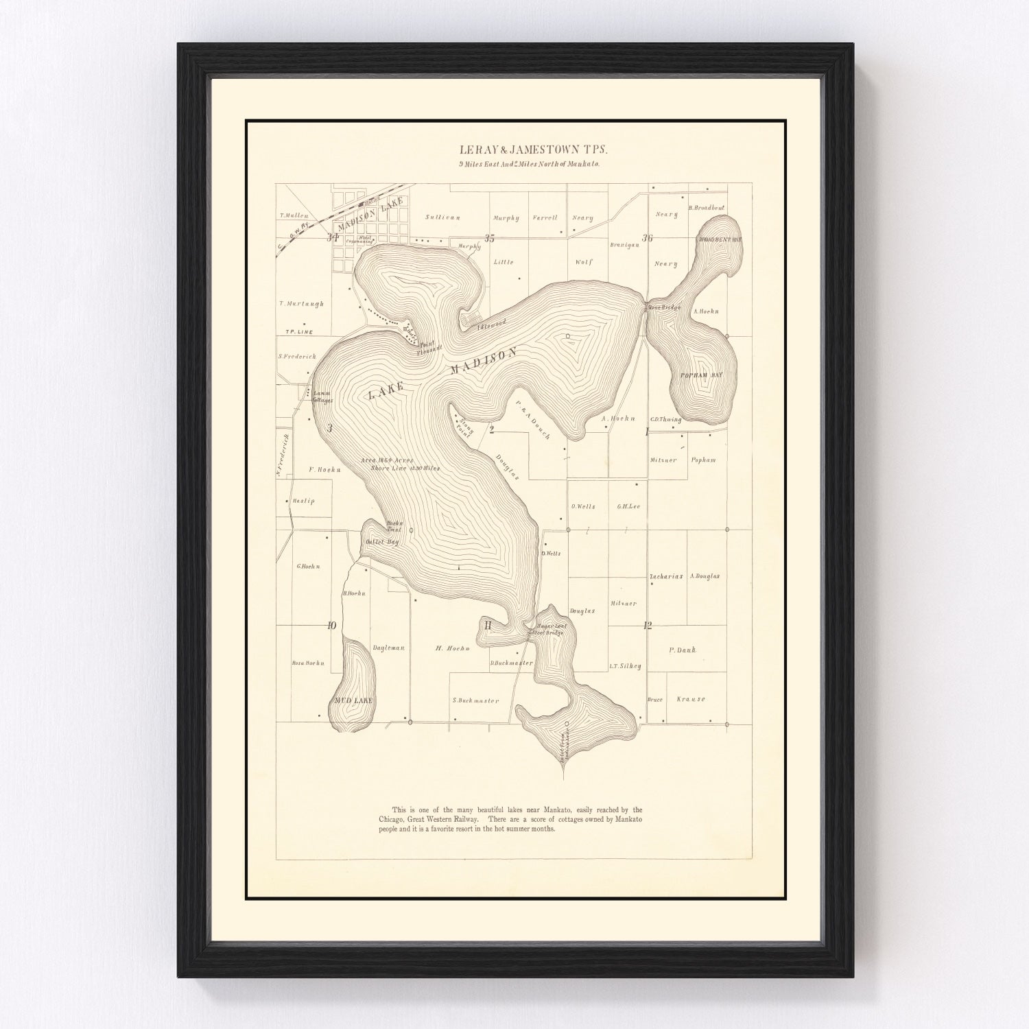 Vintage lake survey map of Lake Madison, Minnesota, 1921
