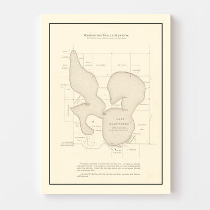 Vintage Lake Washington, Minnesota Map, 1921
