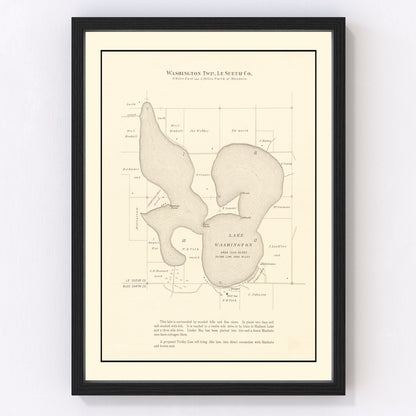 Vintage lake survey map of Lake Washington, Minnesota, 1921