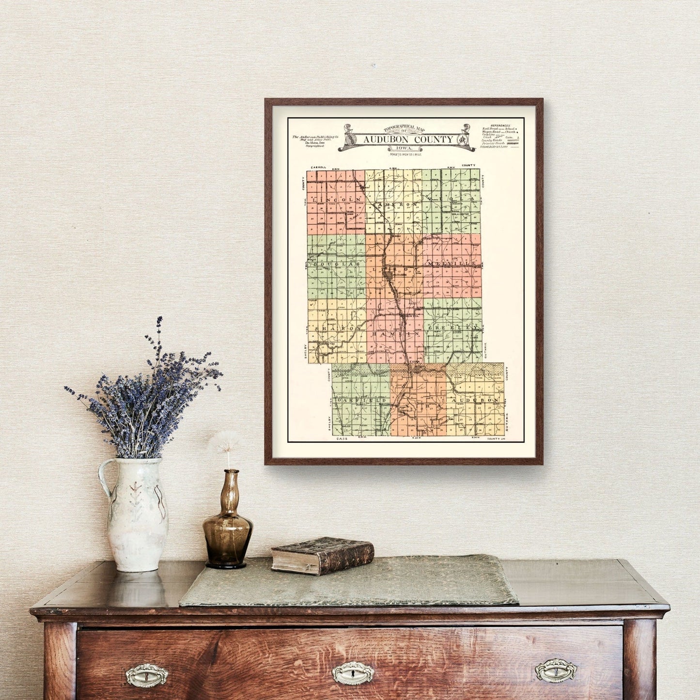 Vintage Map of Audubon County, Iowa, 1921