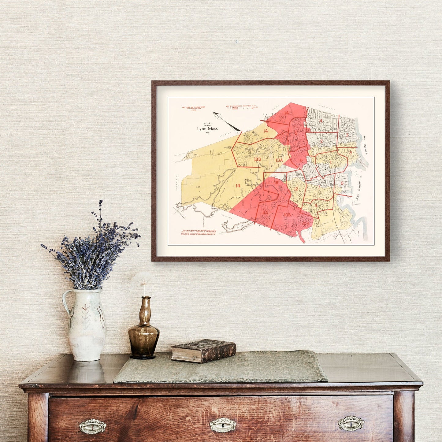 Vintage Map of Lynn, Massachusetts, 1924