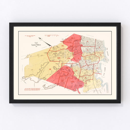 Vintage map of Lynn, Massachusetts, 1924