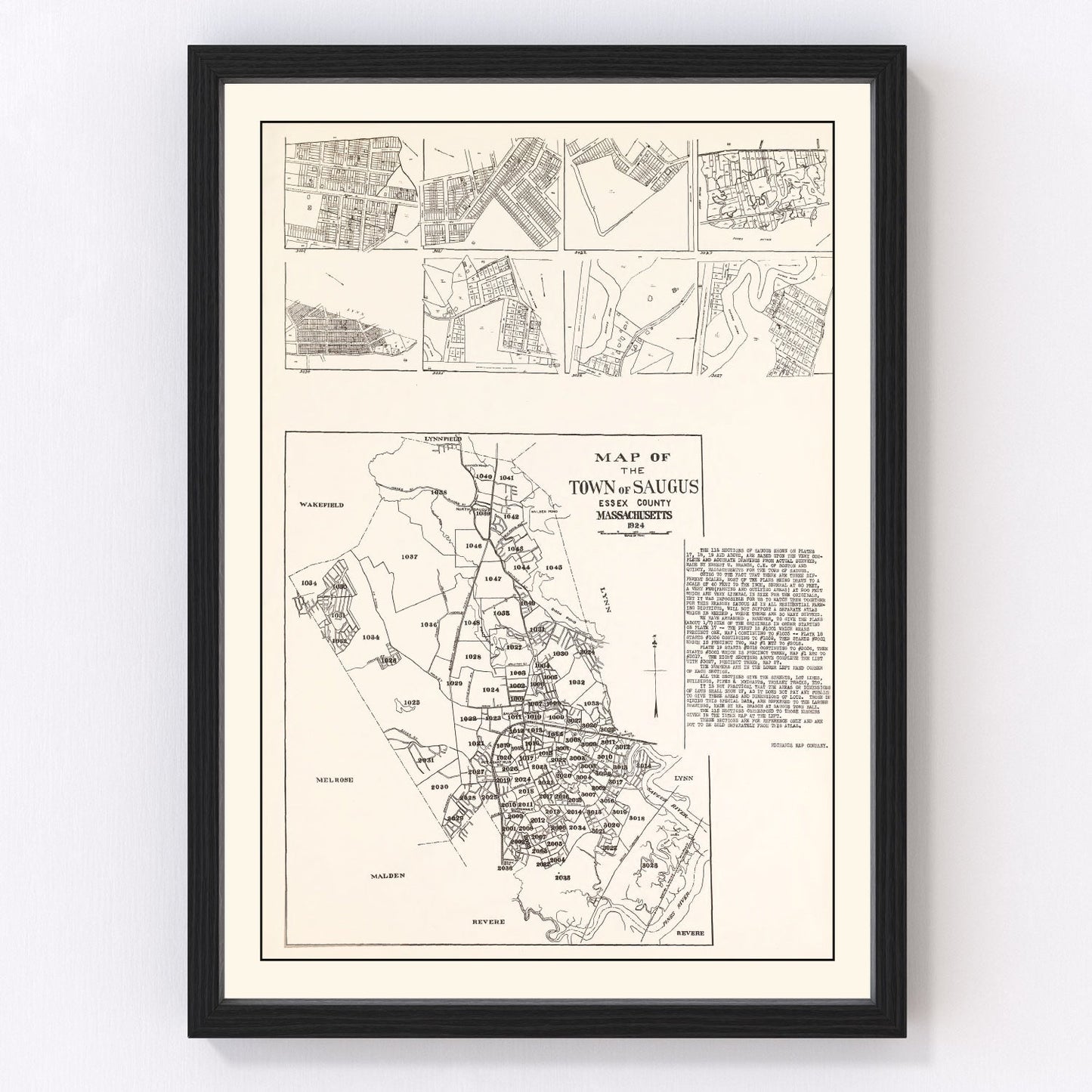 vintage map of Saugus, Massachusetts, 1924