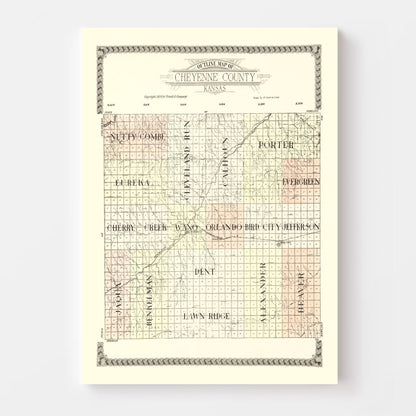 Vintage Map of Cheyenne County, Kansas, 1928