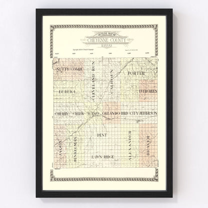 Vintage map of Cheyenne County, Kansas, 1928, digitally restored