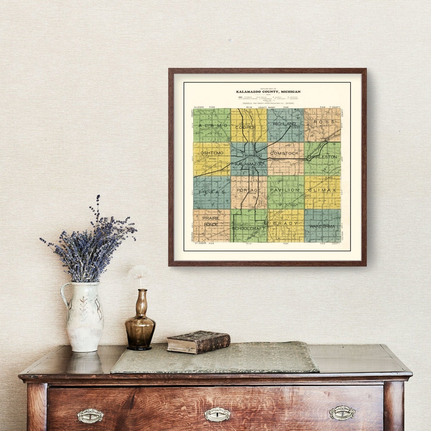 Vintage Map of Kalamazoo County, Michigan, 1928