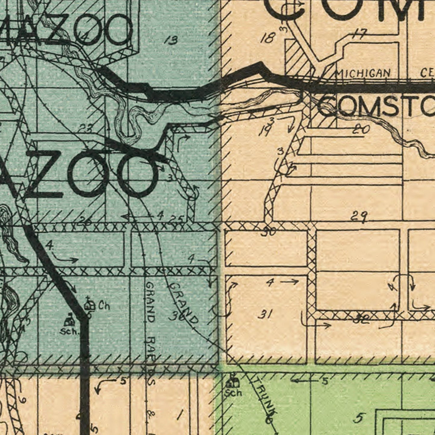 Vintage Map of Kalamazoo County, Michigan, 1928