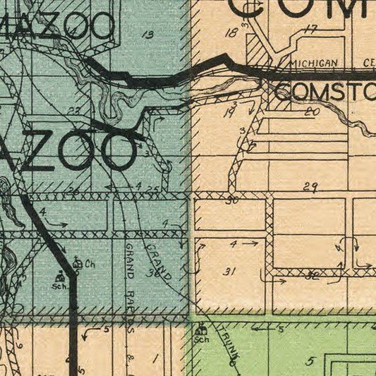 Vintage Map of Kalamazoo County, Michigan, 1928