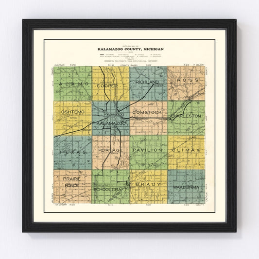Vintage map of Kalamazoo County, Michigan, 1928
