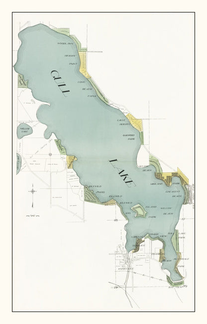 Vintage Gull Lake, Michigan Map, 1928