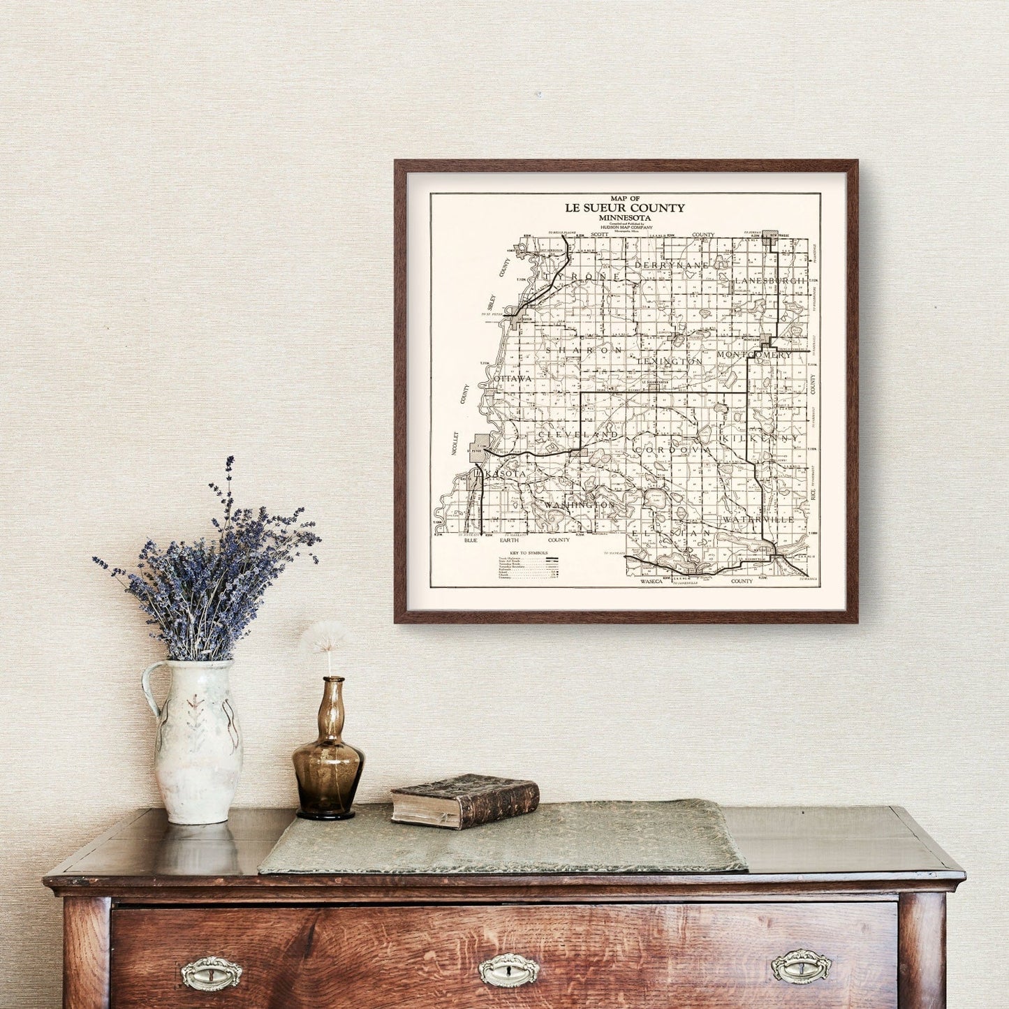 Vintage Map of Le Sueur County, Minnesota, 1928