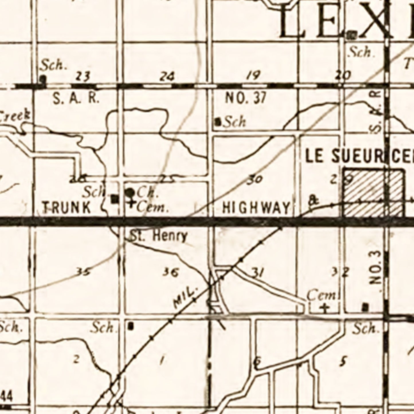 Vintage Map of Le Sueur County, Minnesota, 1928