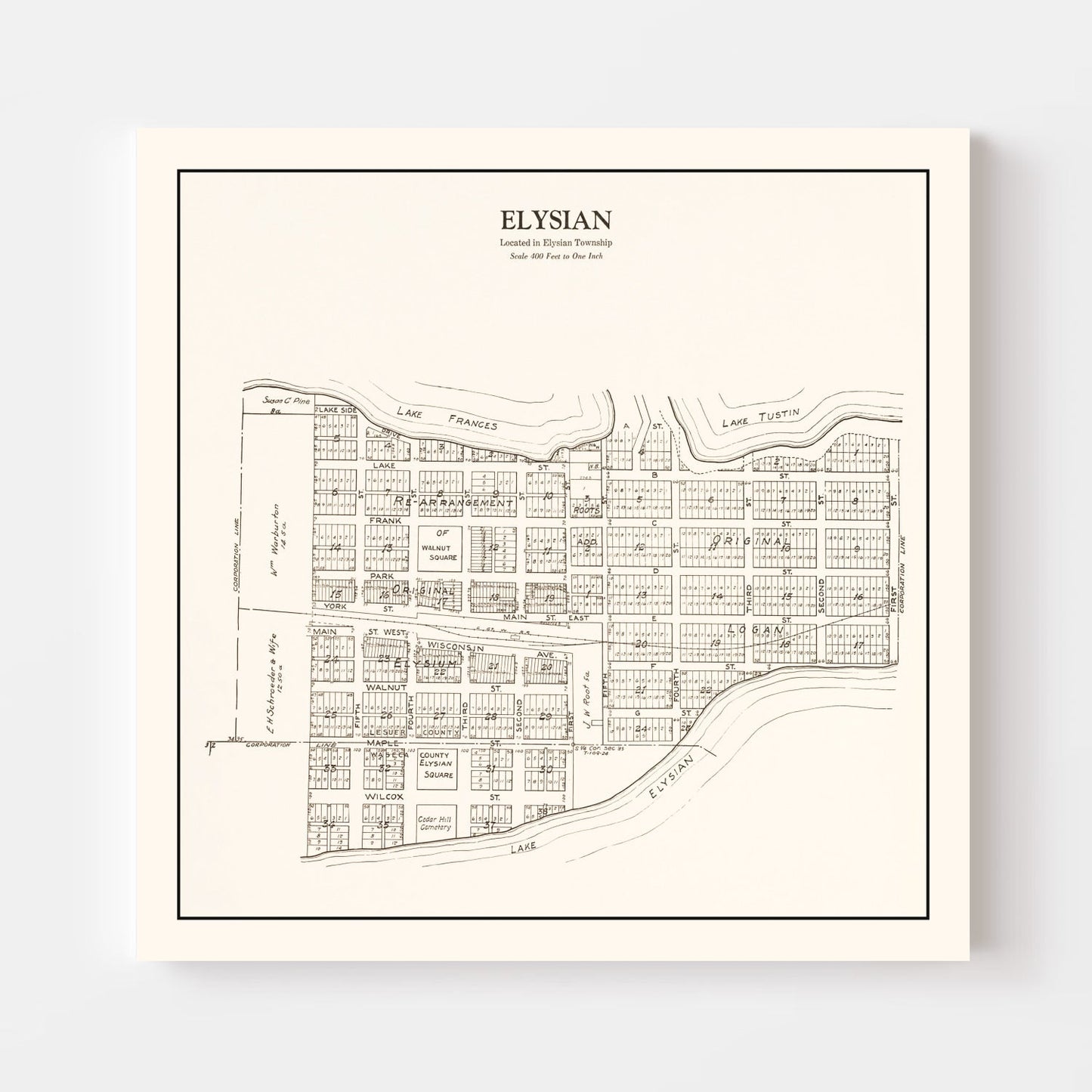 Vintage Map of Elysian, Minnesota, 1928