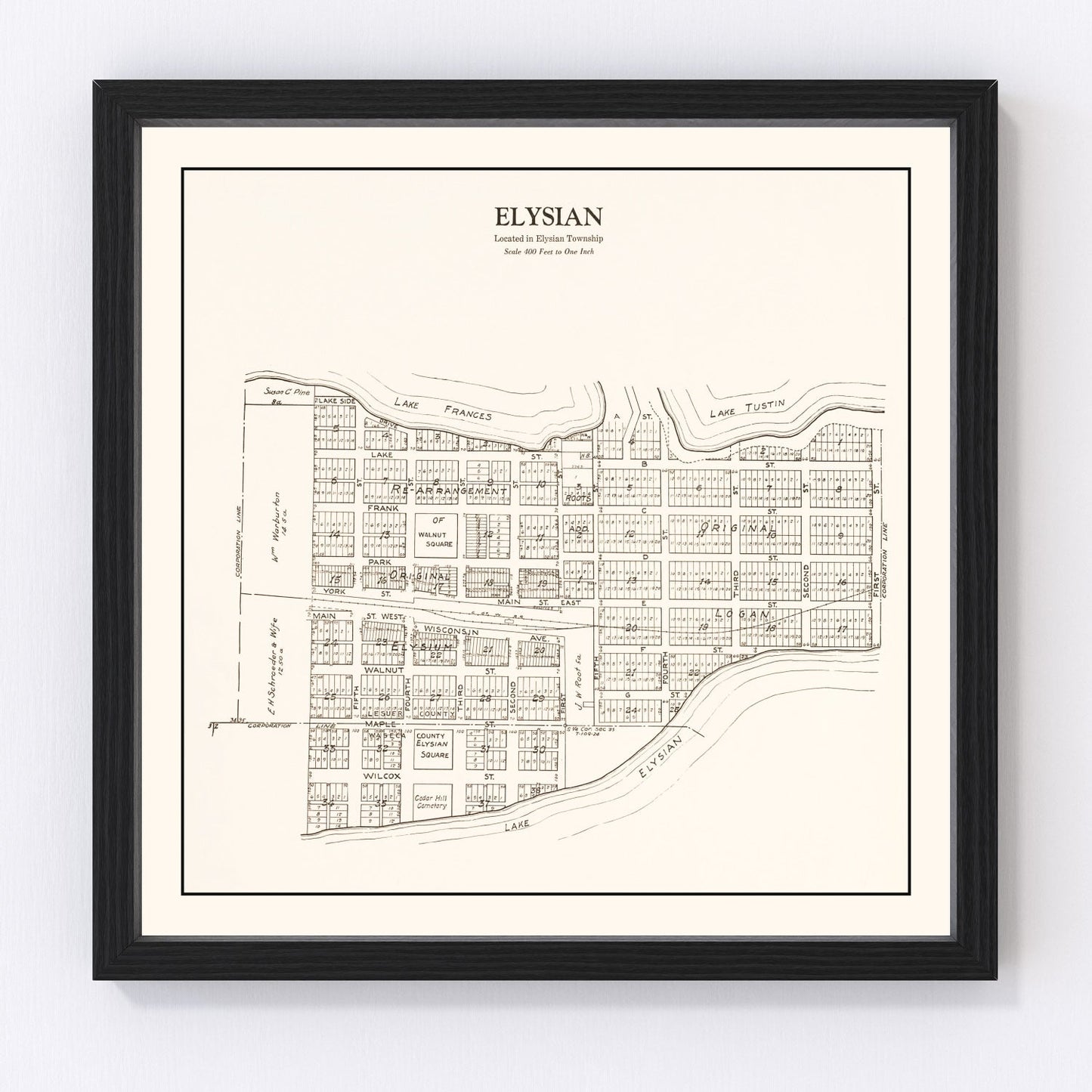 Vintage map of Elysian, Minnesota, 1928