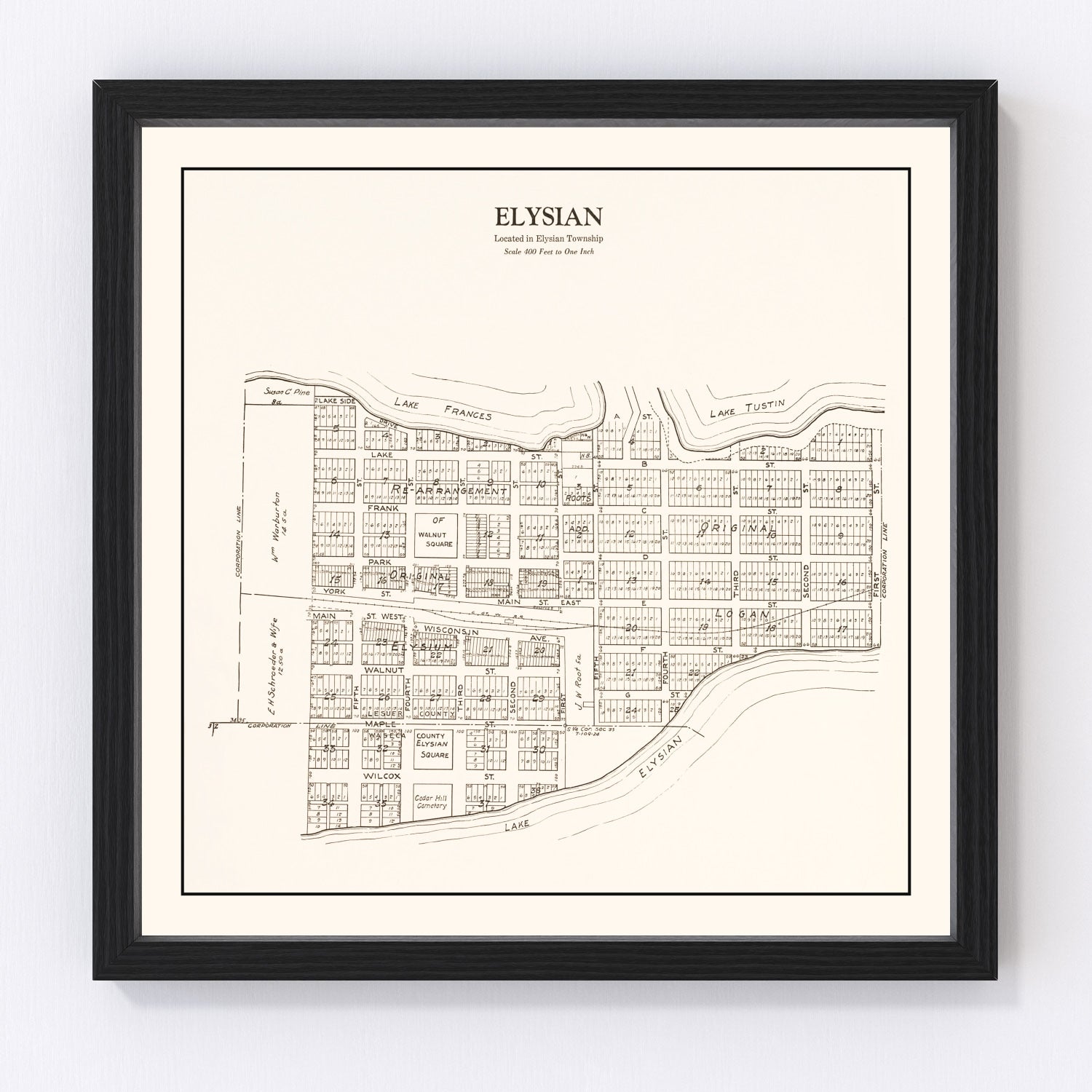 Vintage map of Elysian, Minnesota, 1928