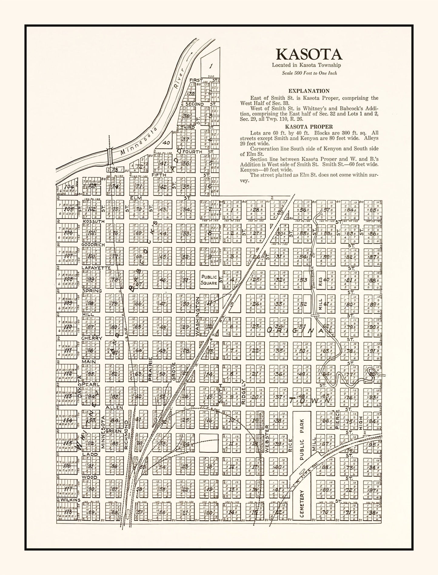 Vintage Map of Kasota, Minnesota, 1928