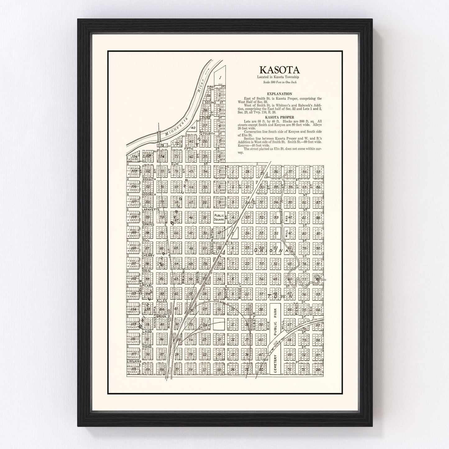 Vintage map of Kasota, Minnesota, 1928