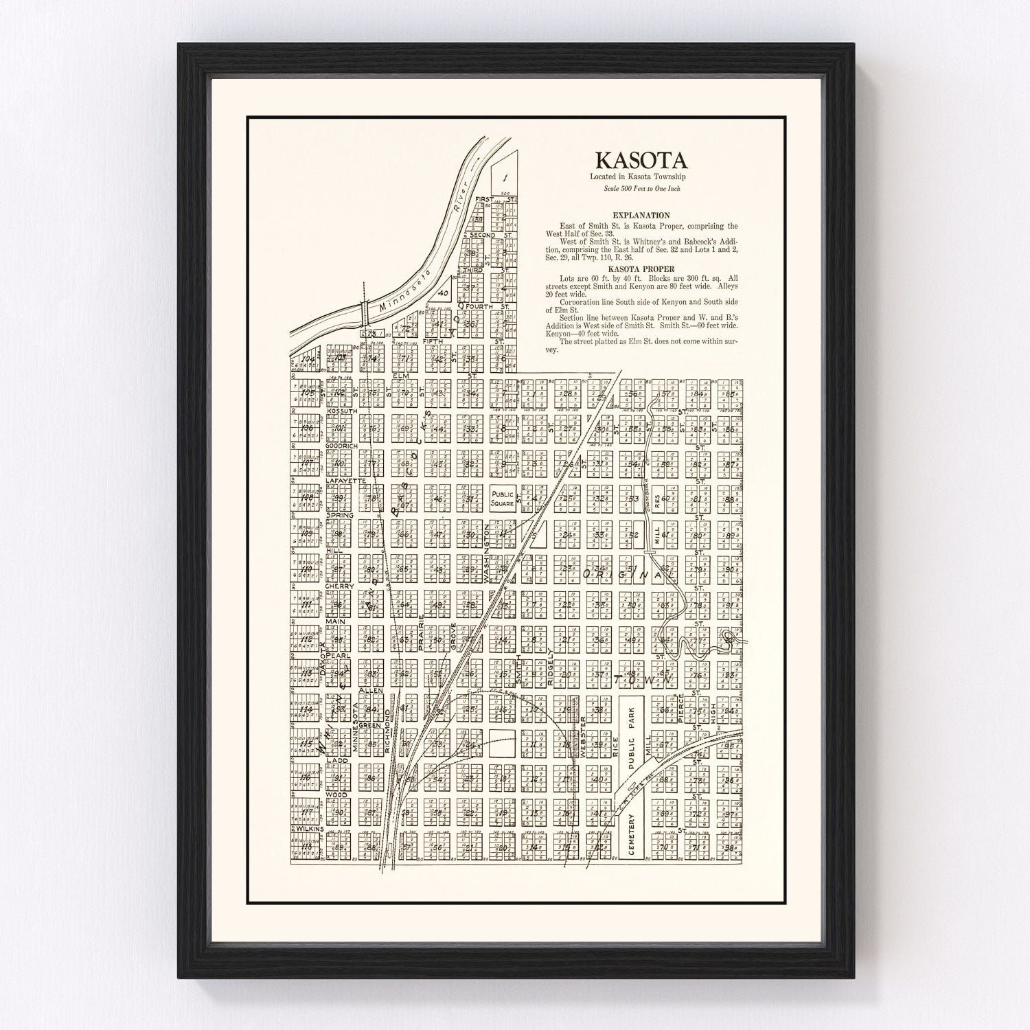 Vintage map of Kasota, Minnesota, 1928