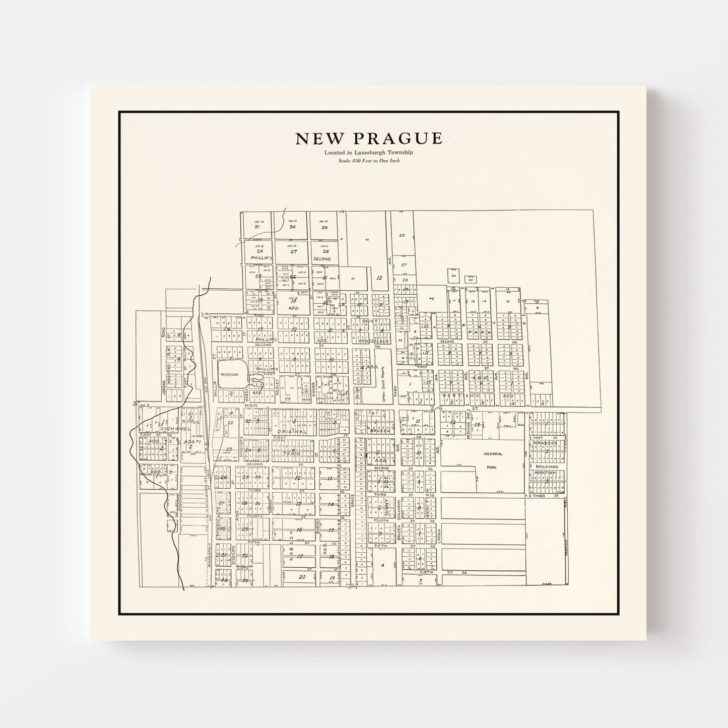 Vintage Map of New Prague, Minnesota, 1928