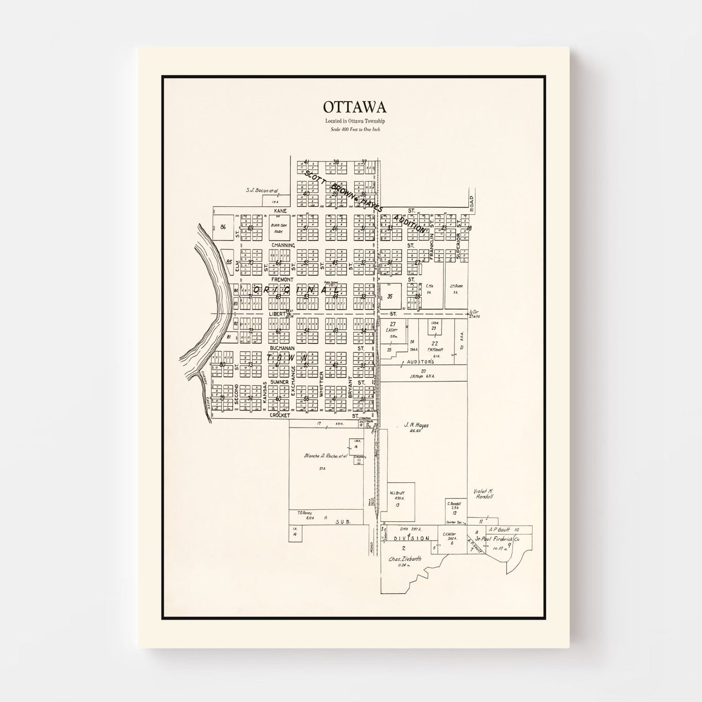 Vintage Map of Ottawa, Minnesota, 1928