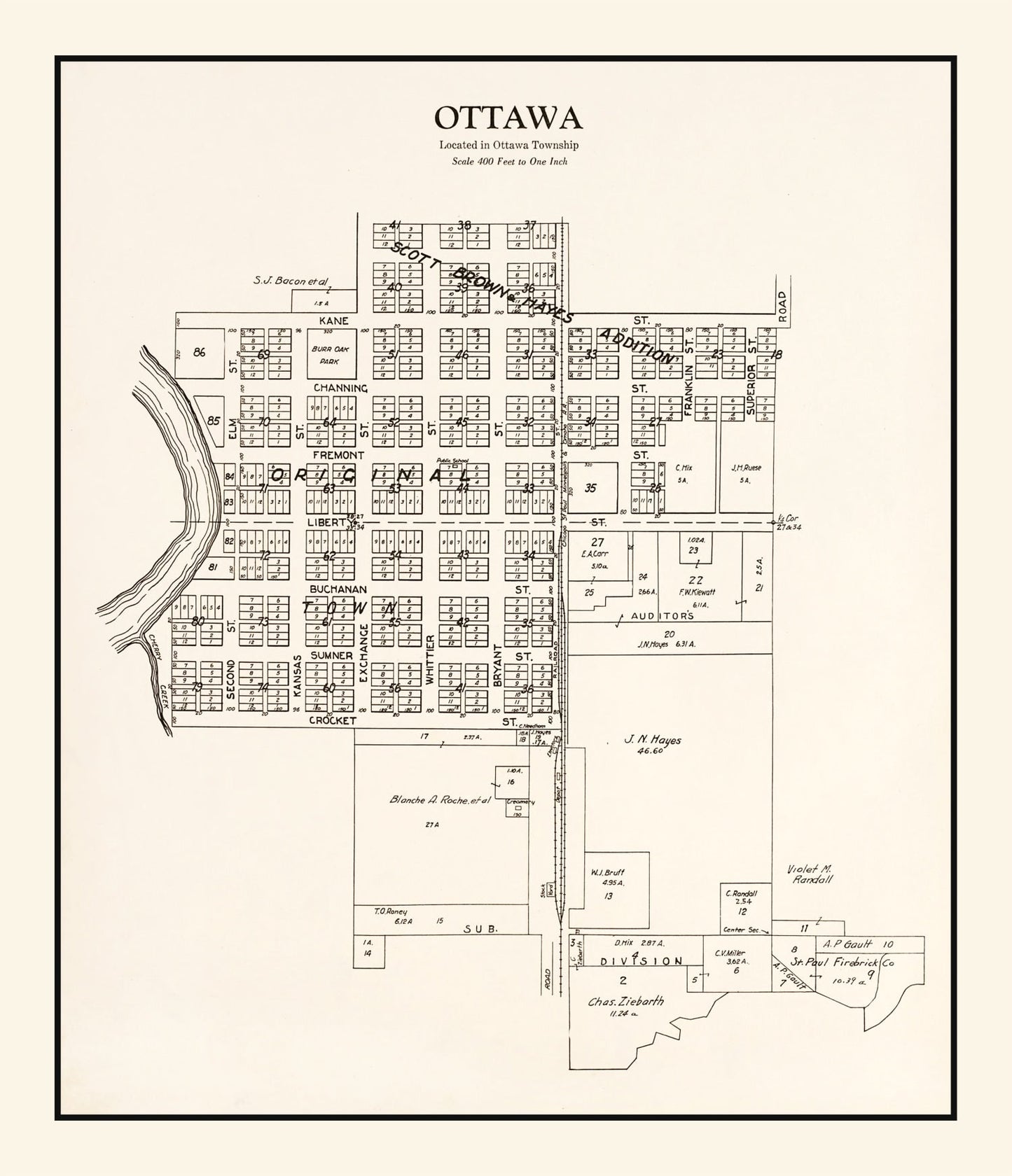 Vintage Map of Ottawa, Minnesota, 1928