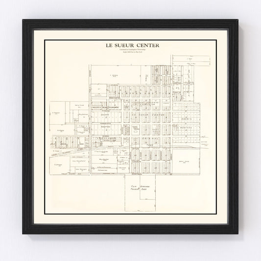 Vintage map of Le Sueur Center, Minnesota, 1928