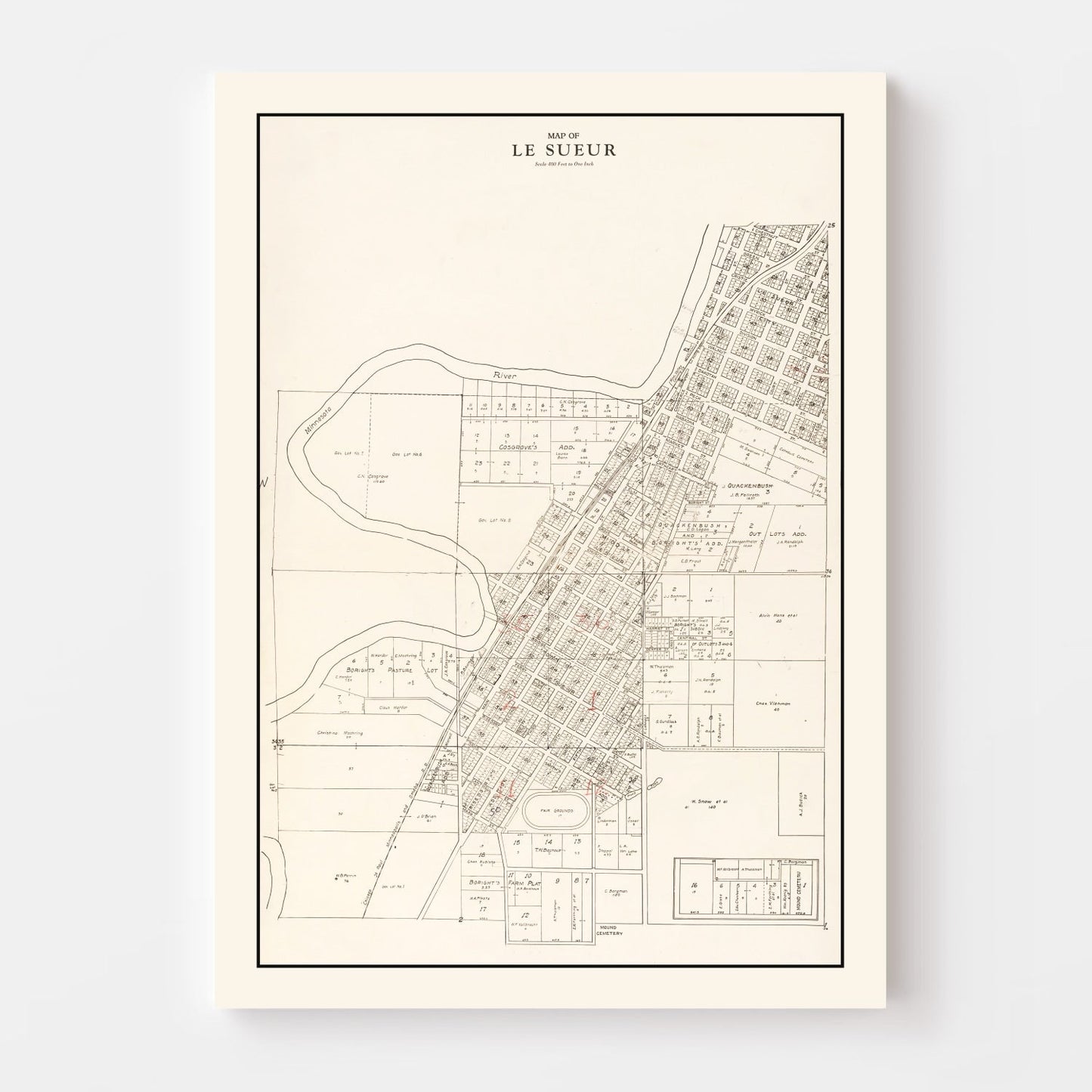 Vintage Map of Le Sueur, Minnesota, 1928