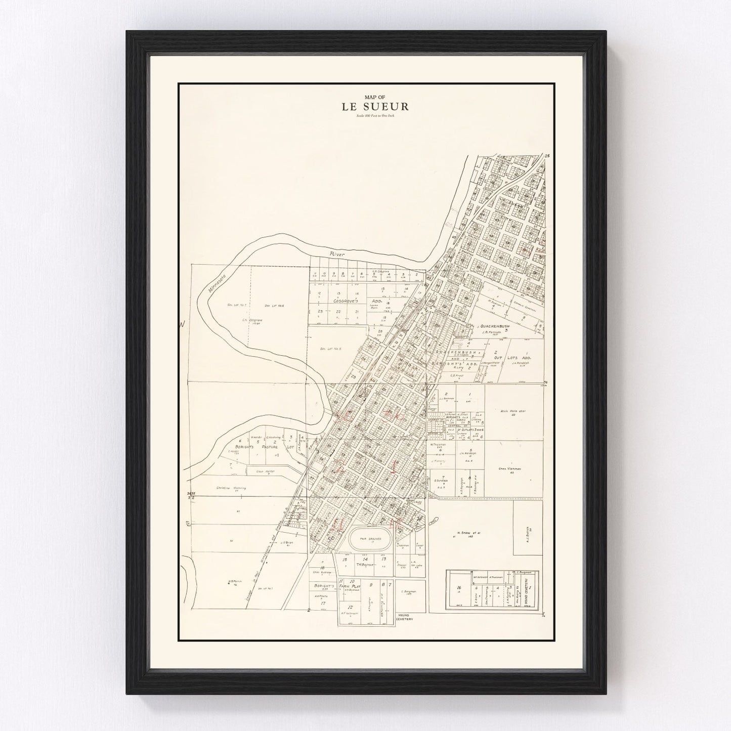 Vintage map of Le Sueur, Minnesota, 1928